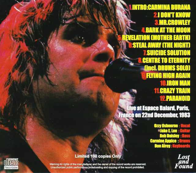Ozzy Osbourne オジー・オズボーン/France 1983