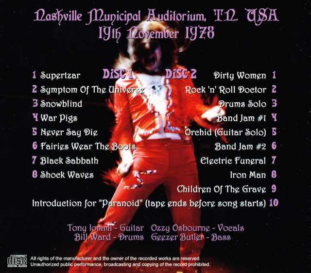 Black Sabbath ブラック・サバス/Tennessee,USA 1978