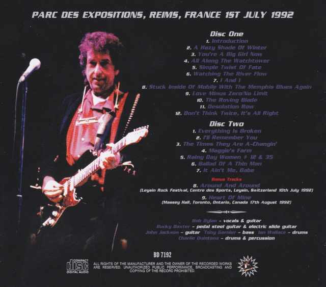 Bob Dylan ボブ・ディラン/France 1992