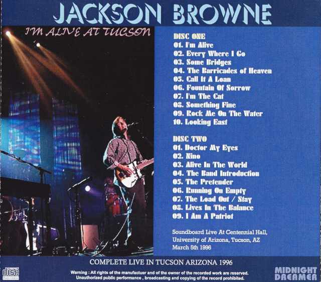 Jackson Browne ジャクソン・ブラウン/AZ,USA 1996
