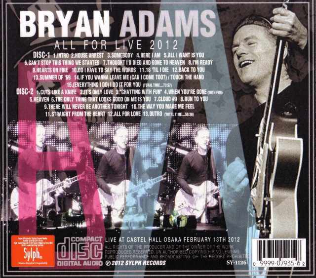 Bryan Adams ブライアン・アダムス/Osaka,Japan 2012