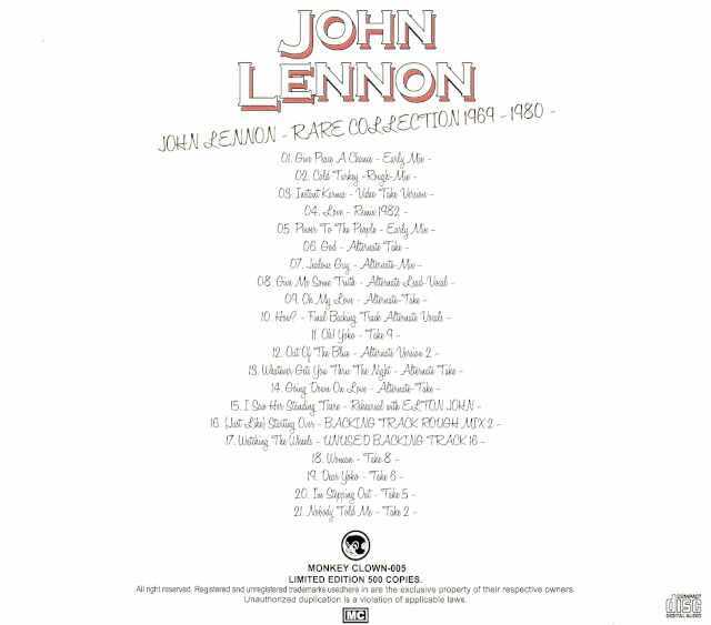 John Lennon ジョン・レノン/Rare Collection 1969-1980