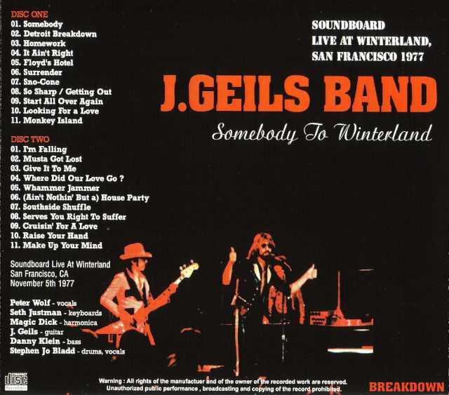 J.Geils Band J・ガイルズ・バンド/California,USA 1977