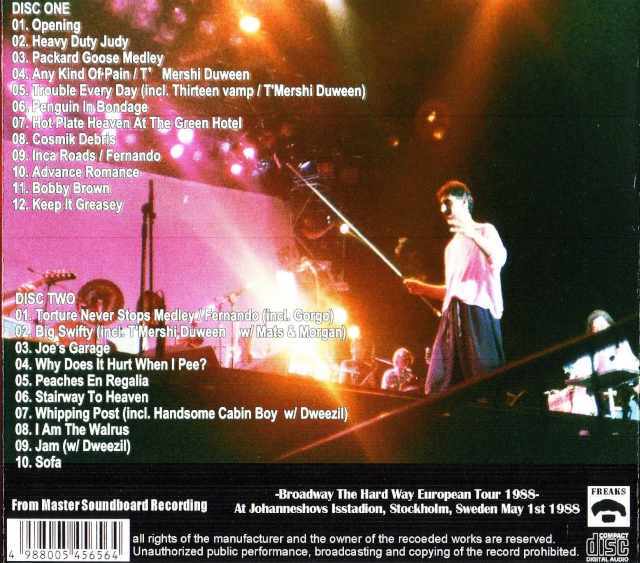 Frank Zappa フランク・ザッパ/Stockholm,Sweden 1988