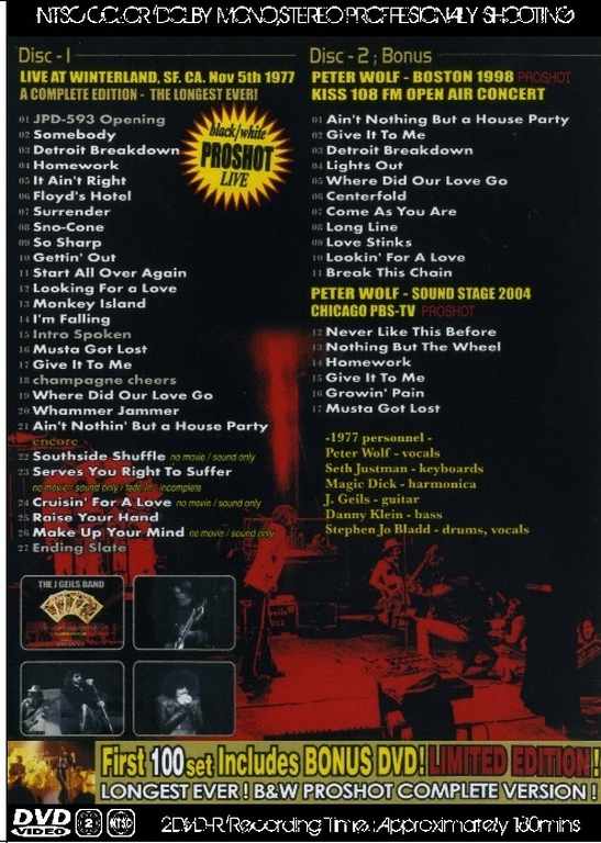 J Geils Band J・ガイルズ・バンド/California,USA 1977 & more