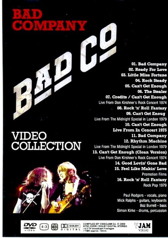 Bad Company バッド・カンパニー/TV Live Collection 70's