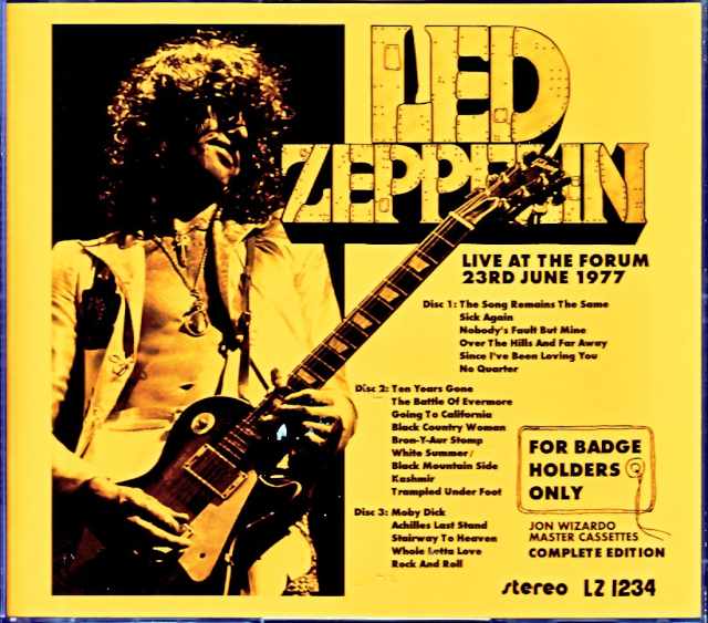 Led Zeppelin レッド・ツェッペリン/CA,USA 6.23.1977 Jon Wizardo Master Cassettes Complete Edition