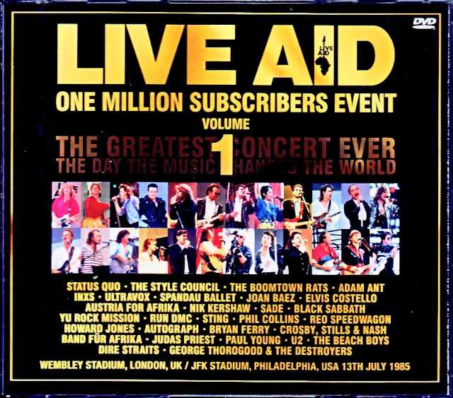 Various Artists Sting,Ultravox,Nik Kershaw,Paul Young,U2,Beach Boys,Sade/Live Aid London & PA,USA 1985 Subscribers Event Vol.1