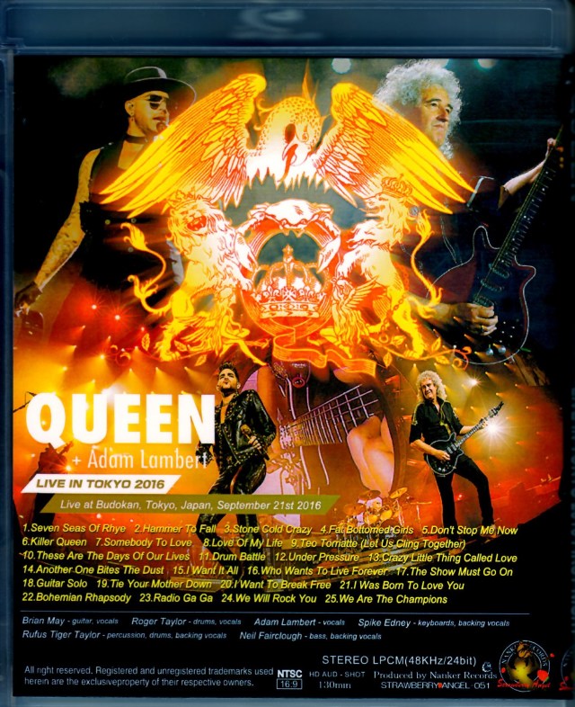 Queen,Adam Lambert クィーン/Tokyo,Japan 9.21.2016 BRD Version