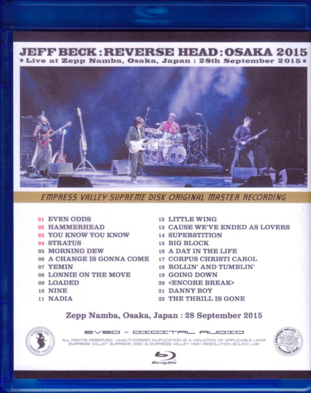 Jeff Beck ジェフ・ベック/Osaka,Japan 2015 Blu-Ray Version