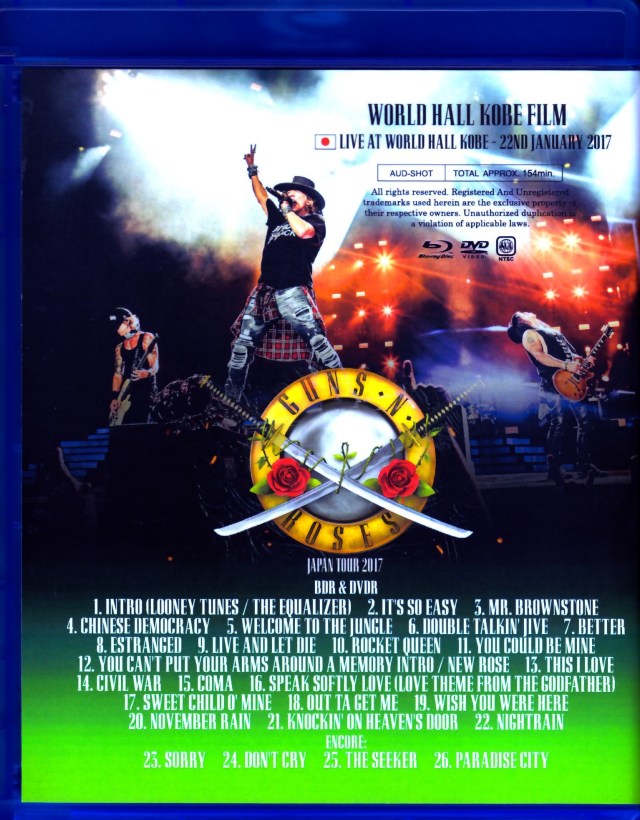 Guns N' Roses ガンズ・アンド・ローゼス/Hyogo,Japan 2017 Blu-Ray & DVD
