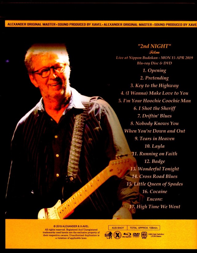 Eric Clapton エリック・クラプトン/Tokyo,Japan 4.15.2019 Blu