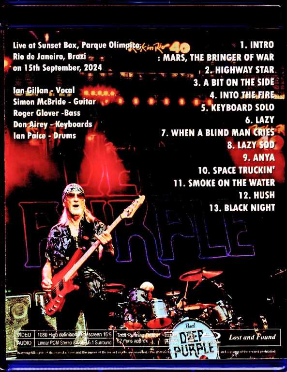 Deep Purple ディープ・パープル/Brazil 2024 Complete Blu-Ray Version