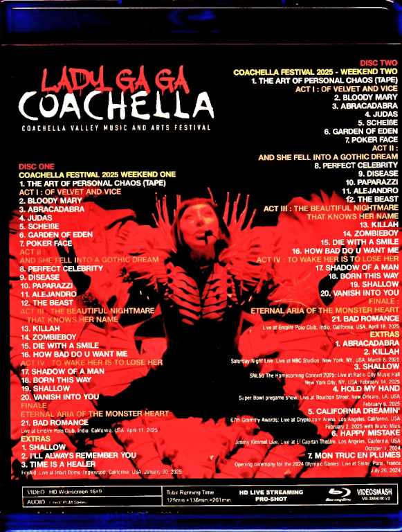 Lady Gaga レディ・ガガ/CA,USA 2025 2Days Complete & more Blu-Ray