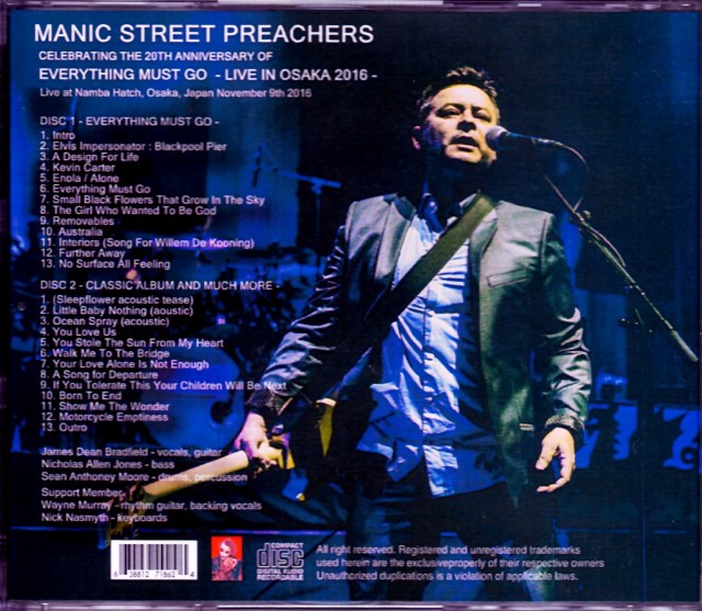 Manic Street Preachers マニックス/Osaka,Japan 2016