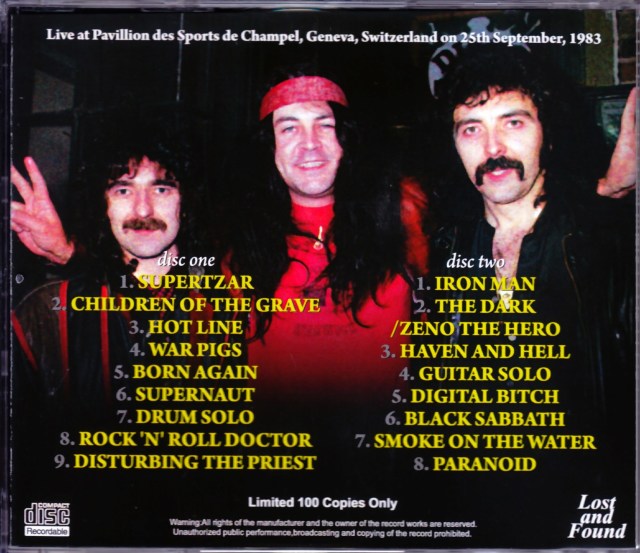 SBD！BLACK SABBATH/ ブラック・サバス/ CHICAGO '83 Black Sabbath – Chicago '83 – 2 x CD (Unofficial Release