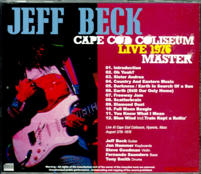 ジェフ・ベック CD アルバムセット ジェフ・ベック 1980年10月12日 ニューヨーク、パラディウム公演