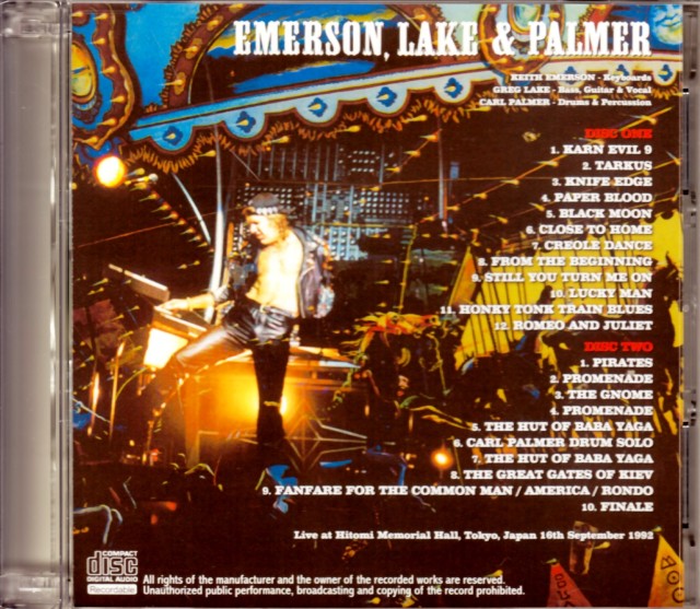 EL & P Emerson,Lake & Palmer/Tokyo,Japan 9.16.1992