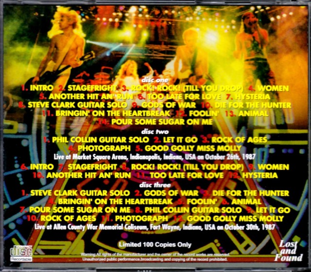 レア　デフレパード 2本セット　DVD def leppard Def Leppard デフ・レパード/Kanagawa,Japan 1988