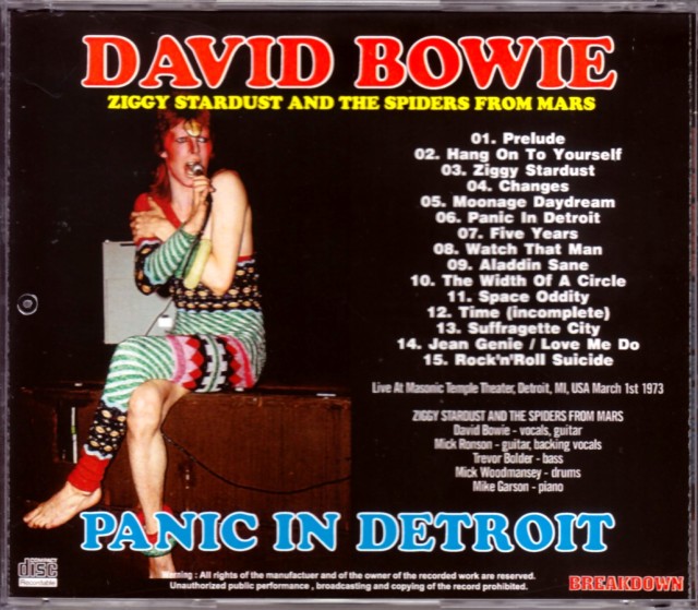 David Bowie デヴィッド・ボウイ/Michigan,USA 1973