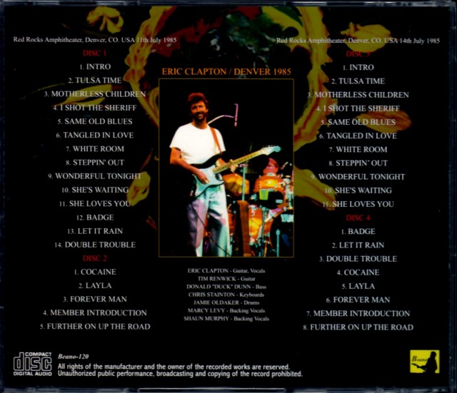Eric Clapton エリック・クラプトン/Co,USA 1985