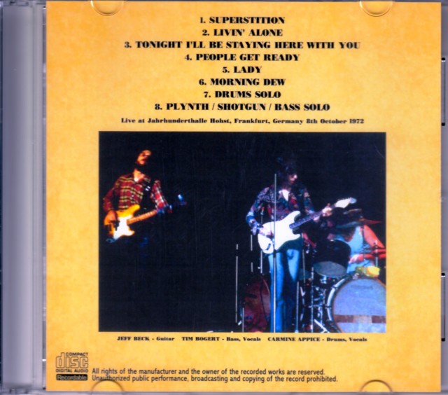 BB & A Beck,Bogert and Appice ジェフ・ベック/Germany 1972