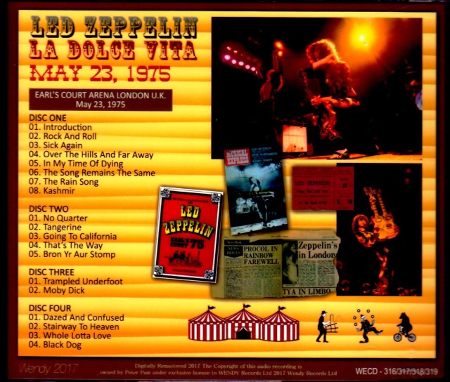 LED ZEPPELIN ライブレコード 1975年5月23日 LED ZEPPELIN - WELCOME TO HOME: EARLS COURT 1975 1ST NIGHT