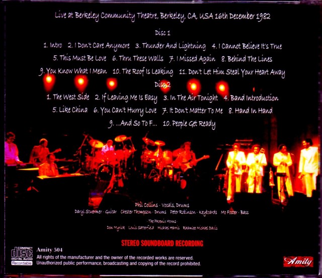 Phil Collins フィル・コリンズ/CA,USA 1982