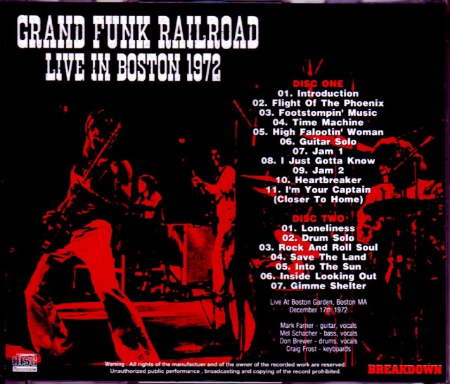 Grand Funk Railroad グランド・ファンク・レイルロード/MA,USA 1972
