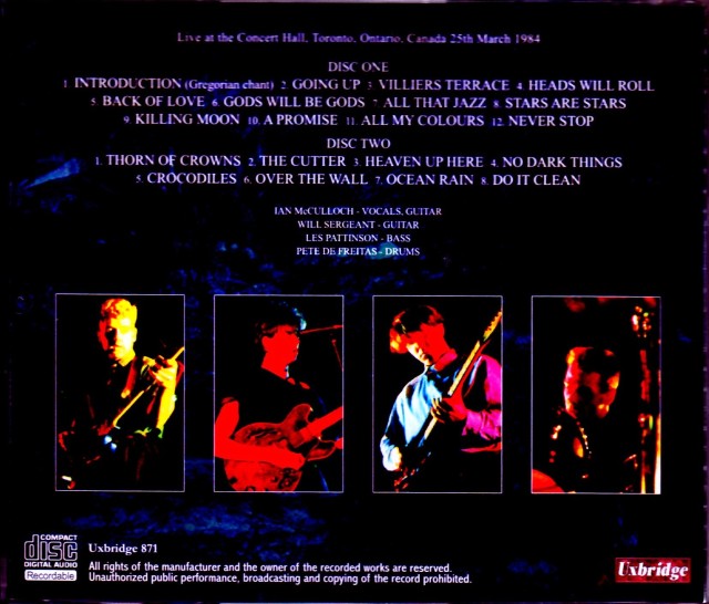 Echo & the Bunnymen エコー・アンド・ザ・バニーメン/Canada 1984 