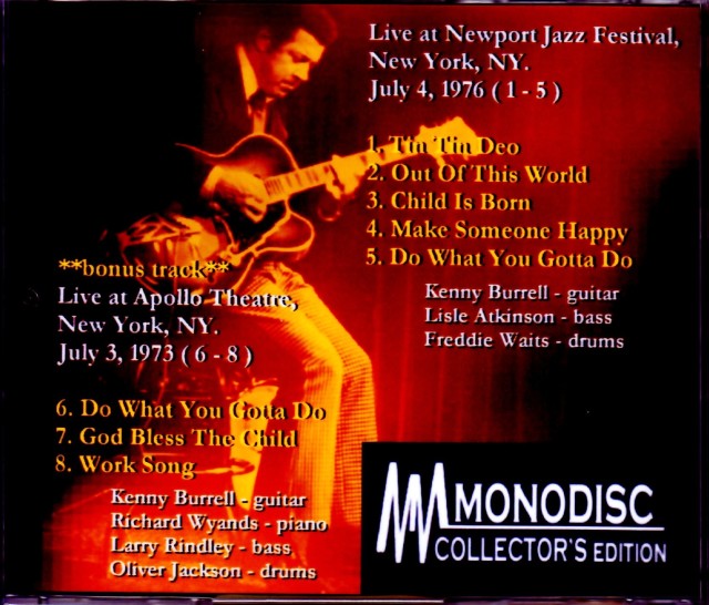 Kenny Burrell Trio ケニー・バレル/NY,USA 1976 & more