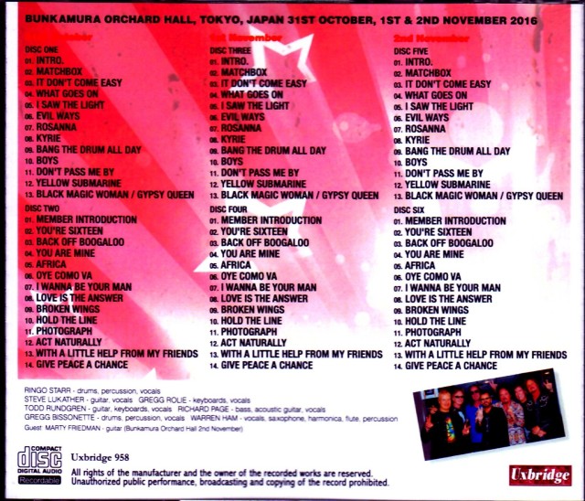 Ringo Starr リンゴ・スター/Tokyo,Japan 2016 3 Days Complete