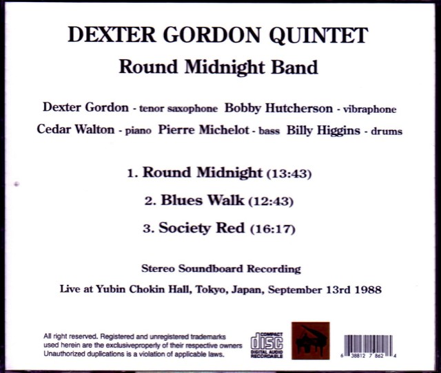 Dexter Gordon Quintet デクスター・ゴードン/Tokyo,Japan 1988