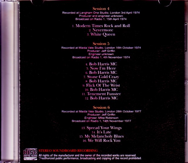 Queen クィーン/BBC Sessions Master Reel Ver.