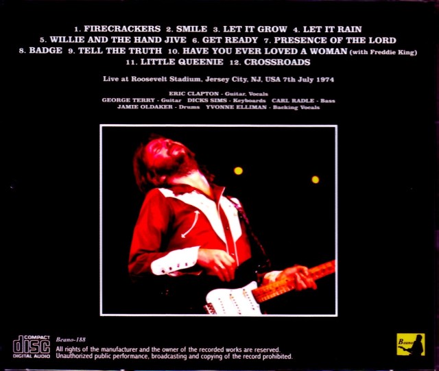 Eric Clapton エリック・クラプトン/NJ,USA 1974 Upgrade
