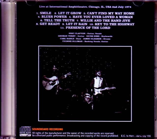 Eric Clapton エリック・クラプトン/IL,USA 1974