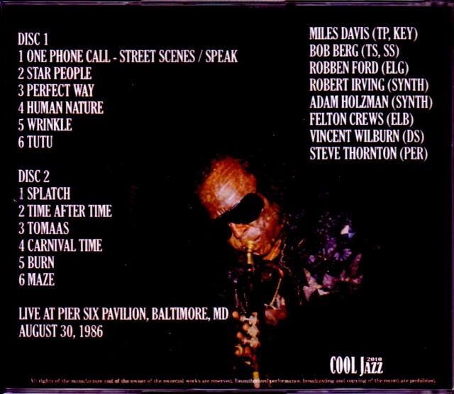 Miles Davis,Robben Ford マイルス・デイビス/MD,USA 1986