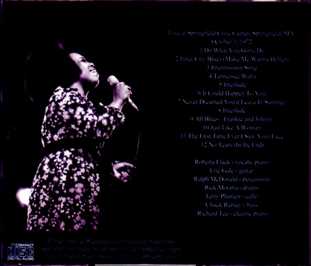 Roberta Flack ロバータ・フラック/MA,USA 1972