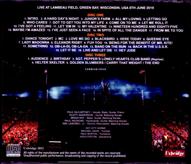 Paul McCartney ポール・マッカートニー/WI,USA 2019