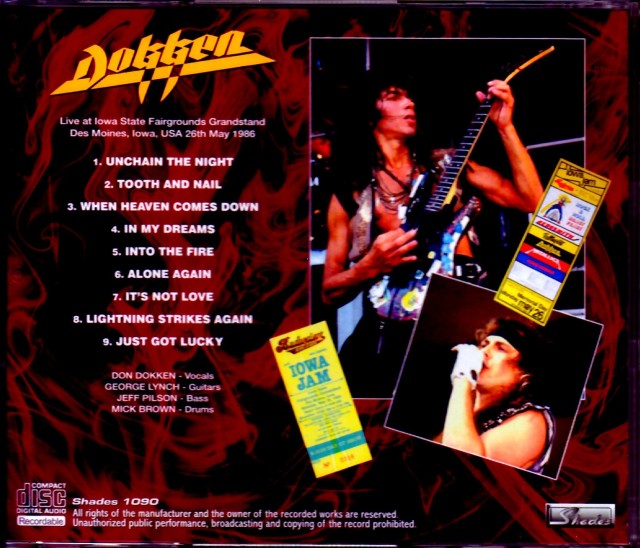 Dokken ドッケン/Iowa,USA 1986