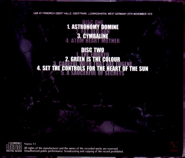 Pink Floyd ピンク・フロイド/Wst Germany 11.25.1970