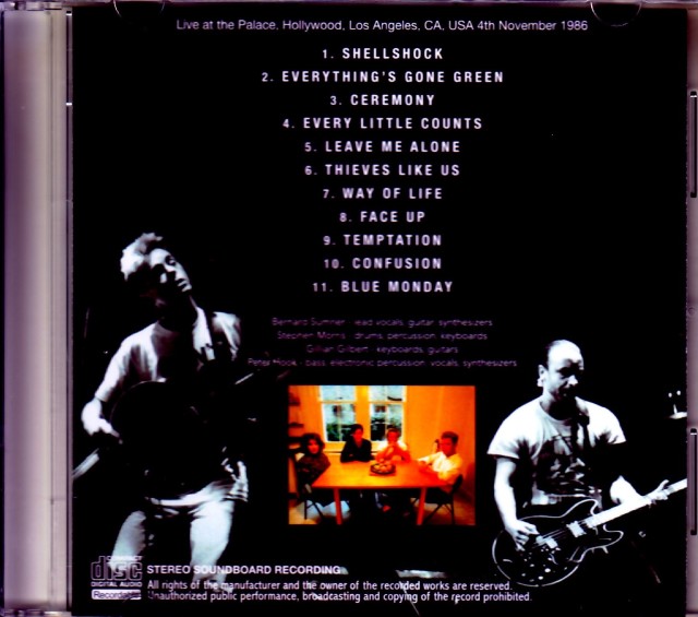 New Order ニュー・オーダー/CA,USA 1986