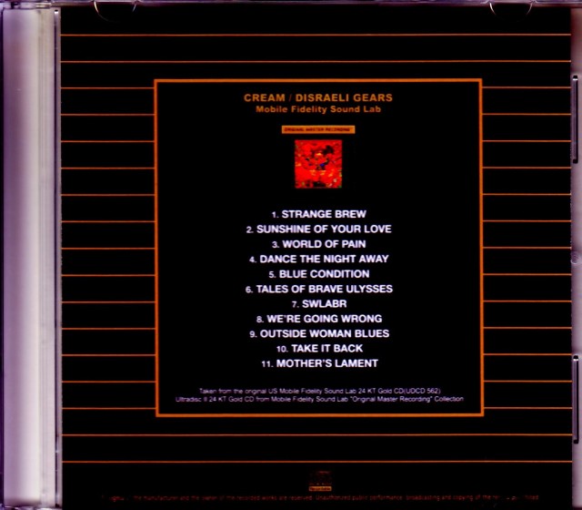 Cream クリーム/Disraeli Gears Original US Mobile Fidelity Sound Lab