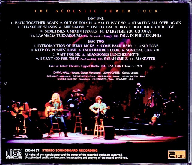 Hall & Oates ホール・アンド・オーツ/PA,USA 1991