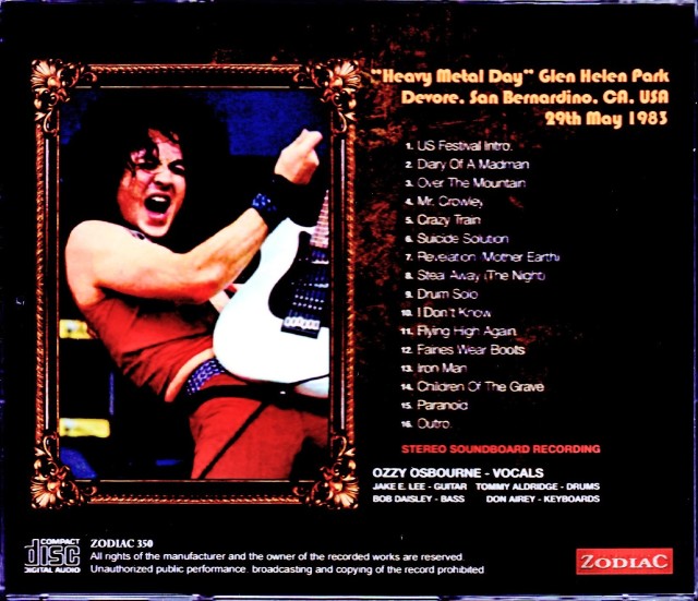 オジー・オズボーン Ozzy Osbourne 限定フレーム コレクション 6 オジー・オズボーン Ozzy Osbourne ブラック・サバス Black