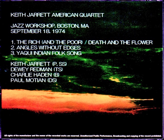 Keith Jarrett American Quartet キース・ジャレット/MA,USA 1974