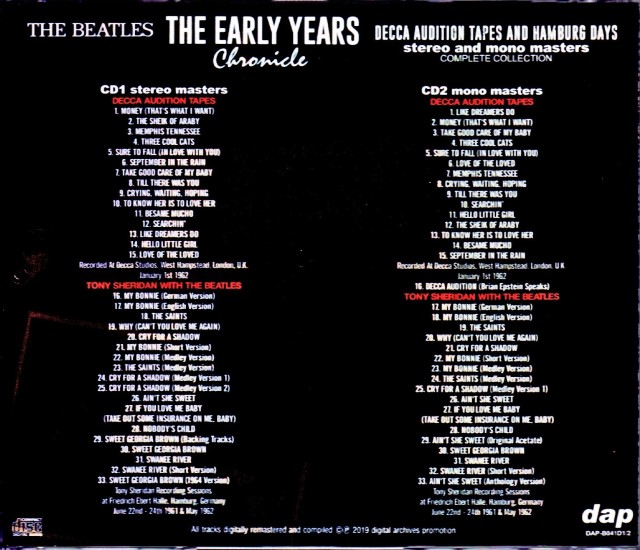 Beatles ビートルズ/Decca Audition Tapes and Hamburg Days