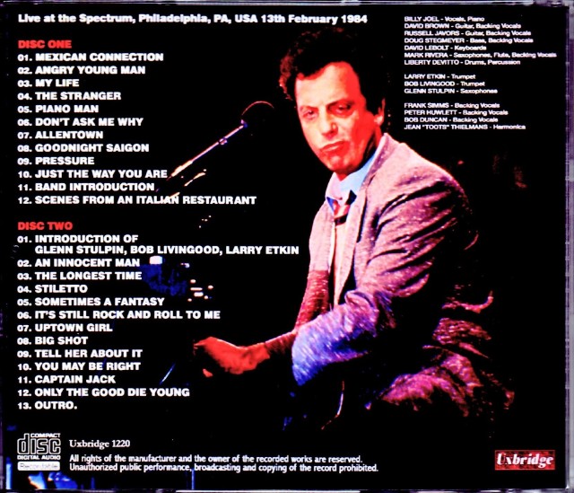 Billy Joel ビリー・ジョエル/PA,USA 2.13.1984