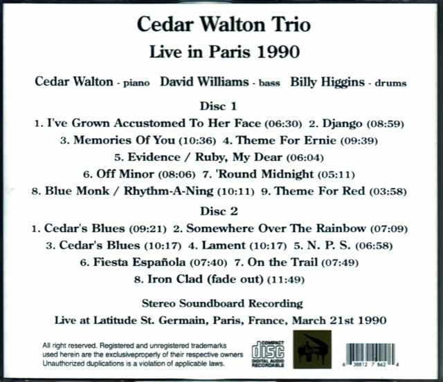 Cedar Walton Trio シダー・ウォルトン/France 1990