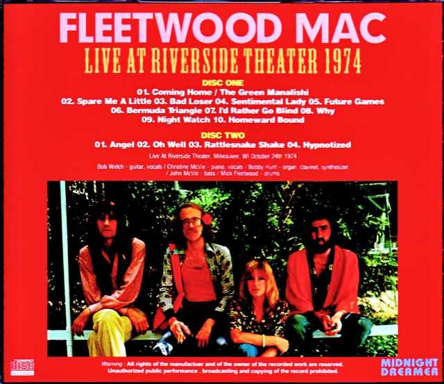 Fleetwood Mac フリートウッド・マック/WI,USA 1974